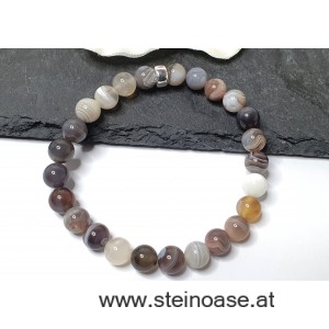 Herren Armband Botswana ACHAT, Silber, 8mm, Gr. XL